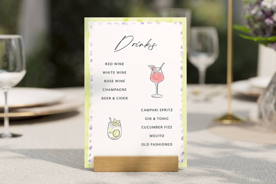 Menu de bebidas