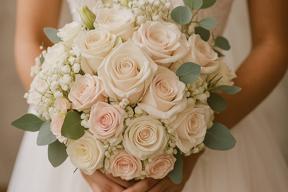 Noiva a segurar ramo