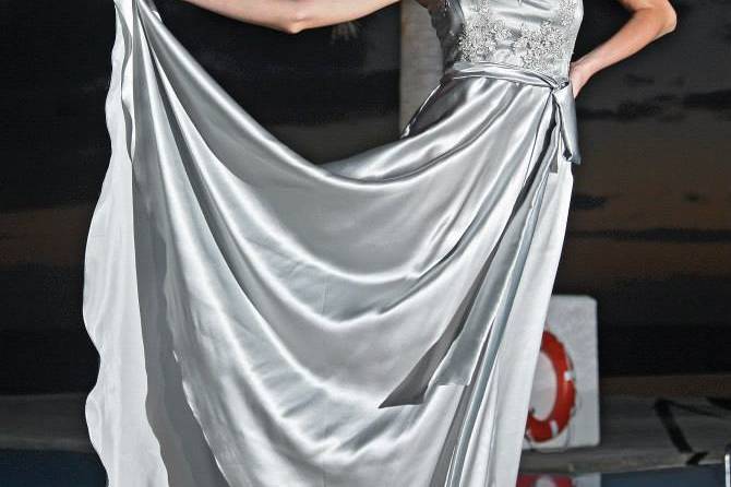 Evening drees with silk