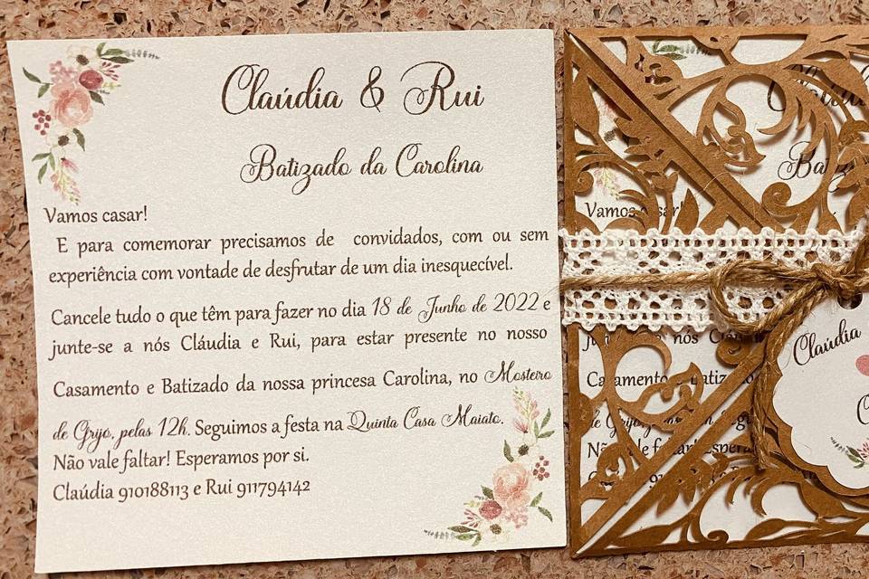 Convite casamento e batizado