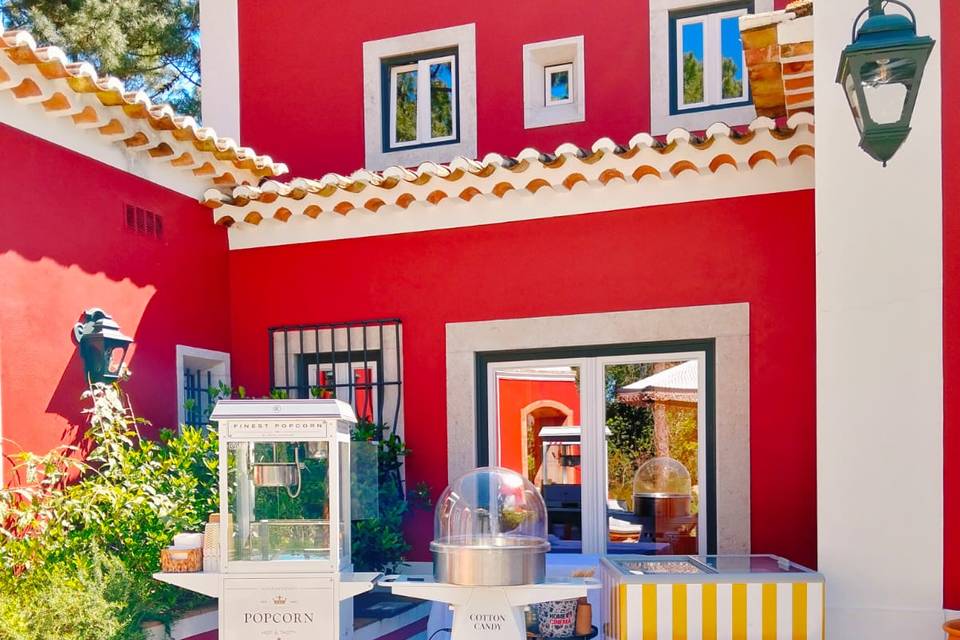 Pipocas, algodão e gelados