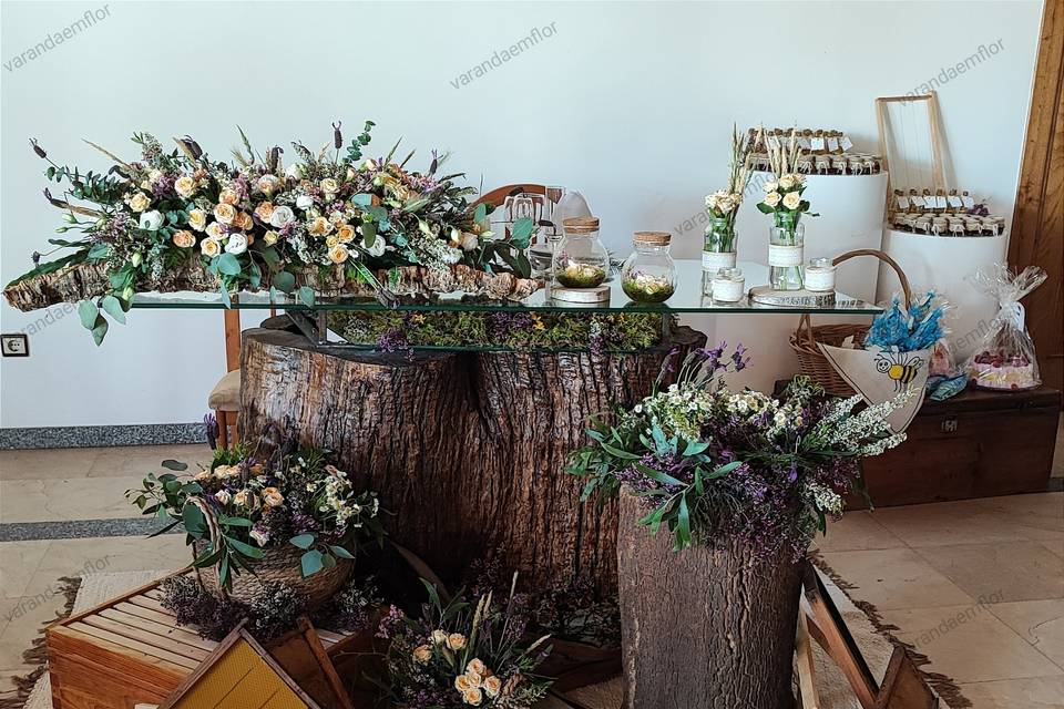 Mesa de noivos tema natureza