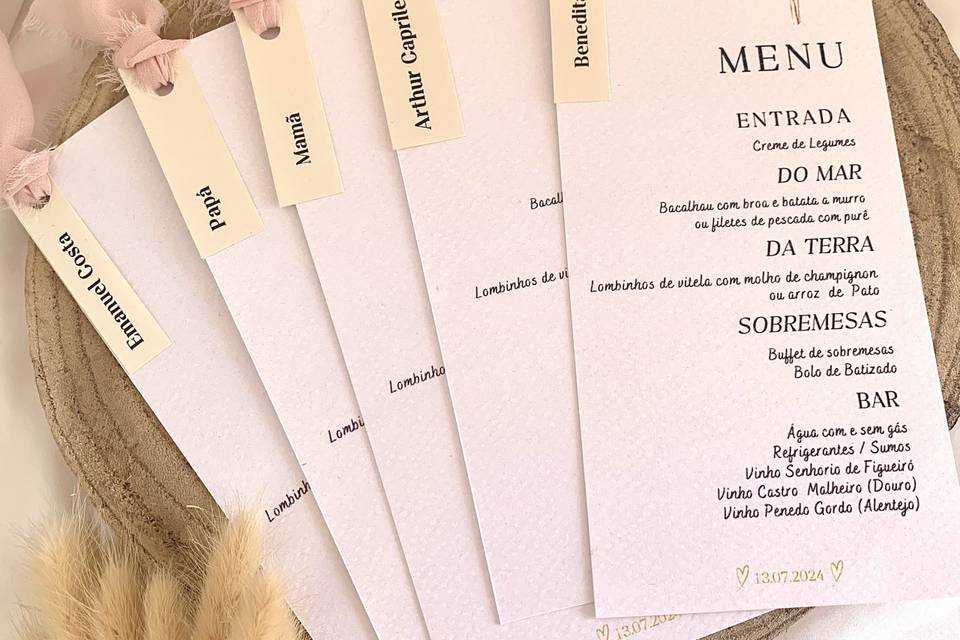 Ementas personalizadas