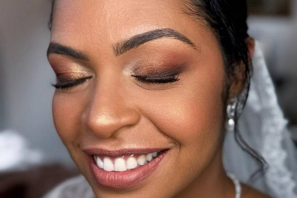 Noiva maquilhagem e penteado