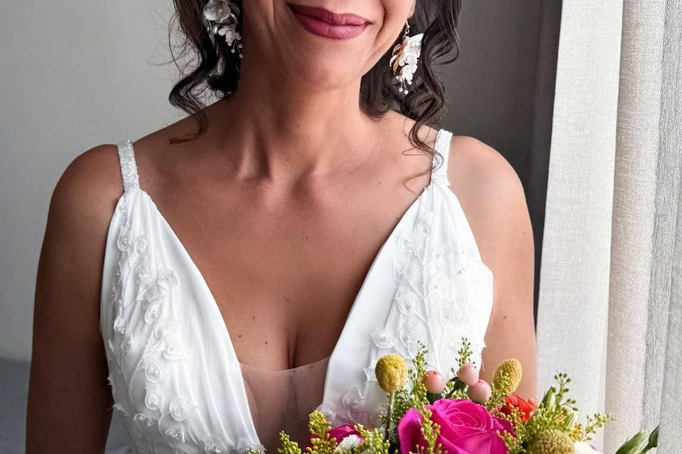 Noiva maquilhagem e penteado