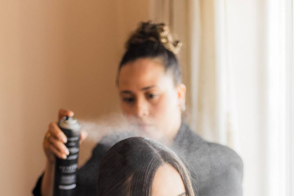 Noiva maquilhagem e penteado