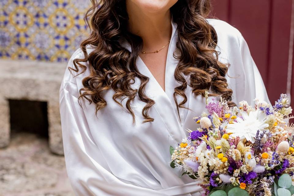 Noiva maquilhagem e penteado