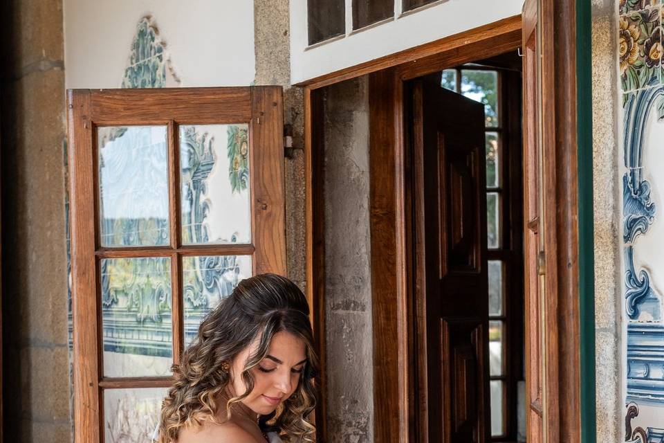 Noiva maquilhagem e penteado