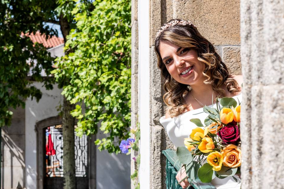 Noiva maquilhagem e penteado