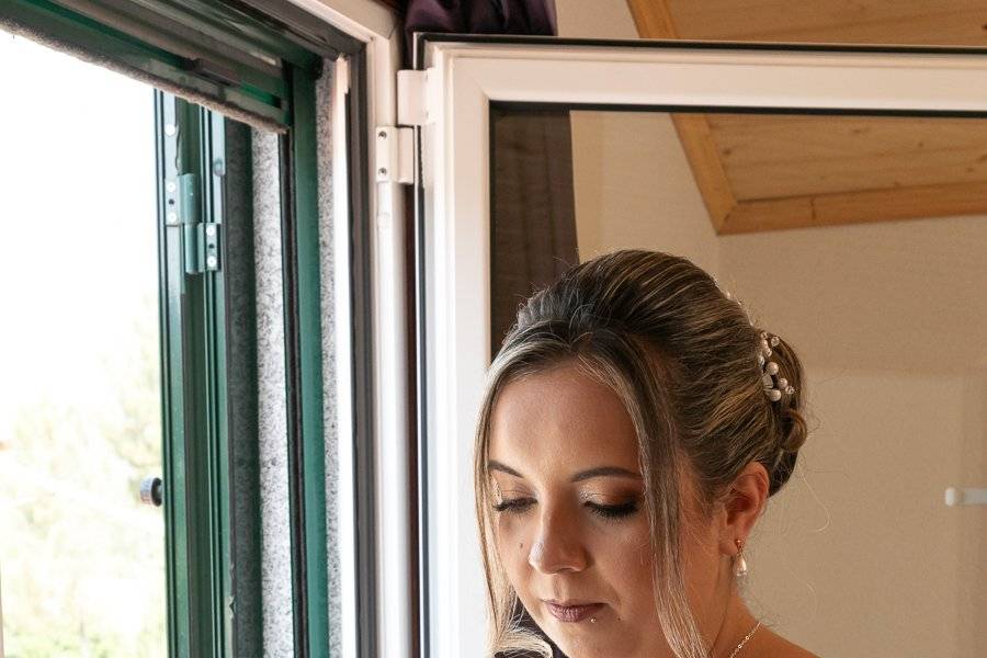 Noiva maquilhagem e penteado