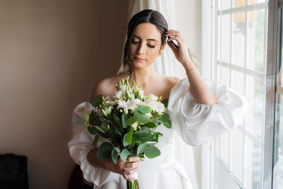 Noiva maquilhagem e penteado