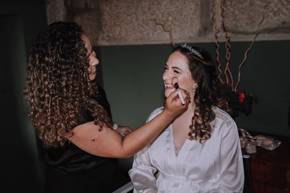 Noiva maquilhagem e penteado