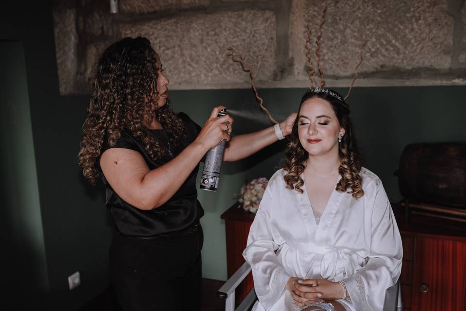 Noiva maquilhagem e penteado
