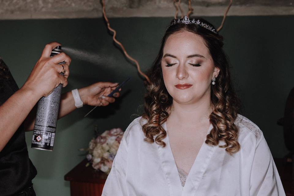 Noiva maquilhagem e penteado
