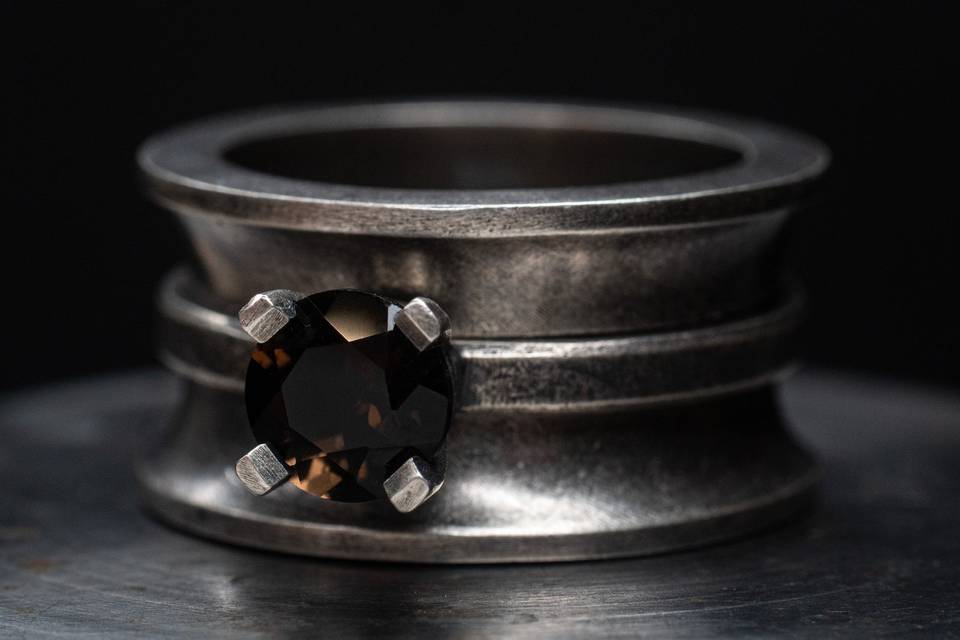 Ring with smoky quartz