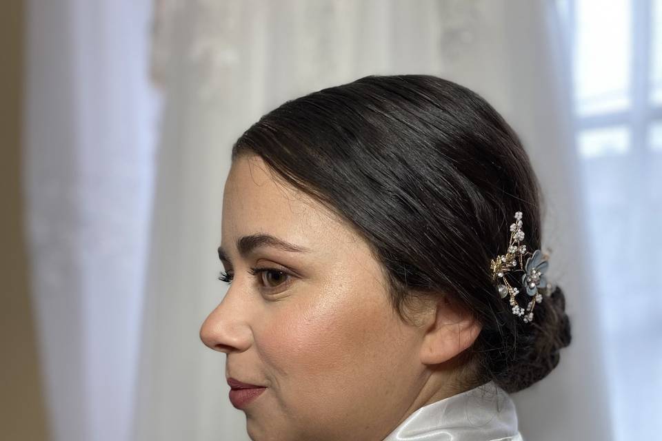 Noiva maquilhagem e penteado