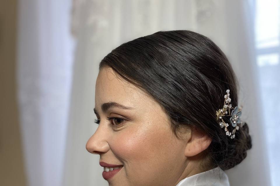 Noiva maquilhagem e penteado