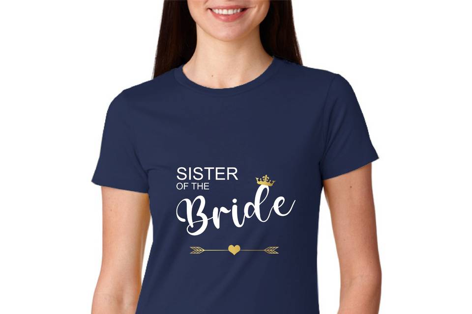 T-shirt bride squad azul