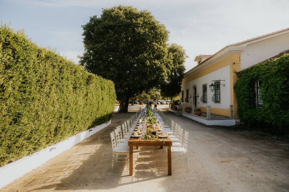Mesa corrida decoração
