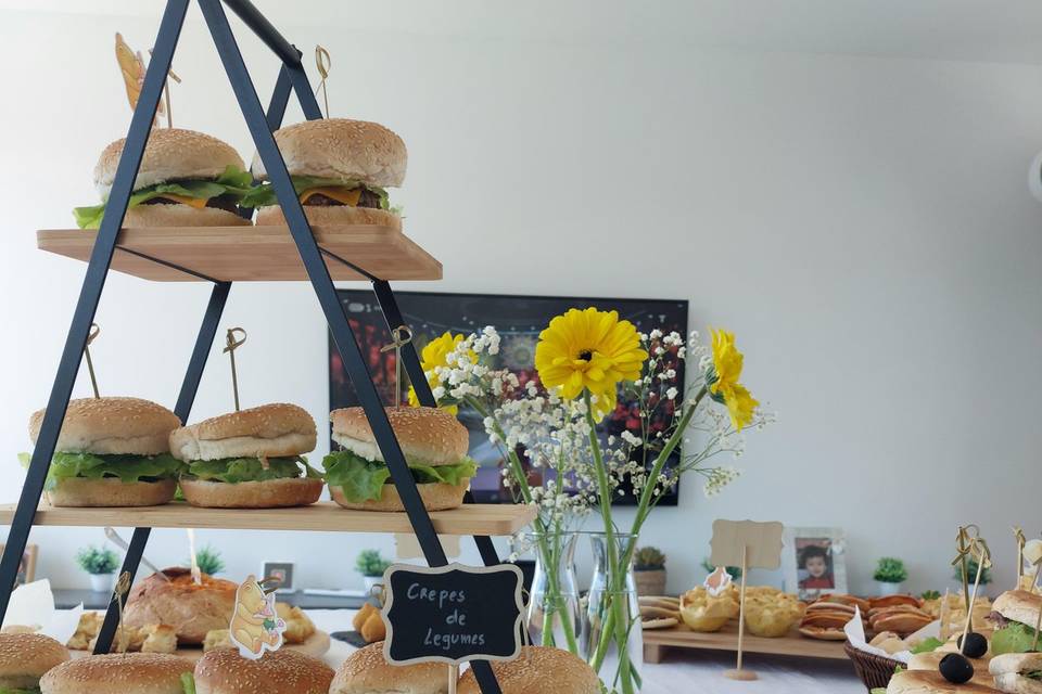 Crepes de legumes e Hamburguer