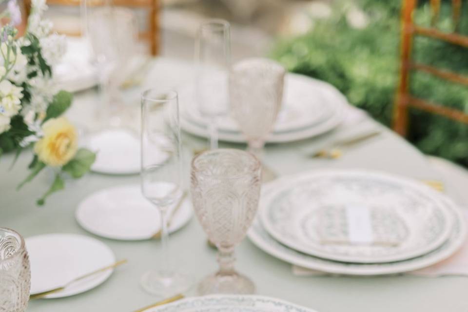 Green aqua tiles - place cards