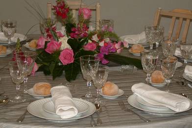 Decoração floral das tabelas