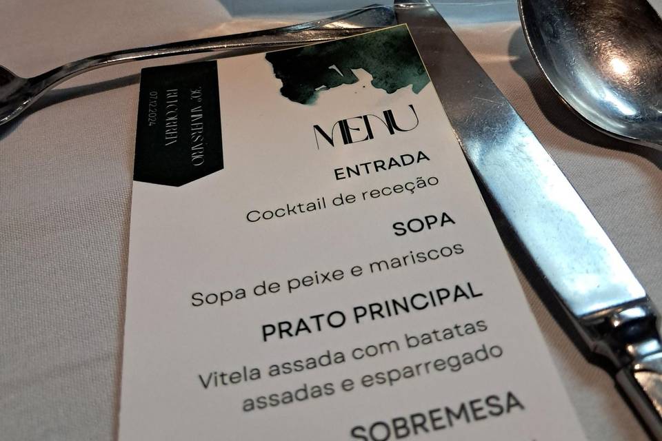 Menu e lembranças