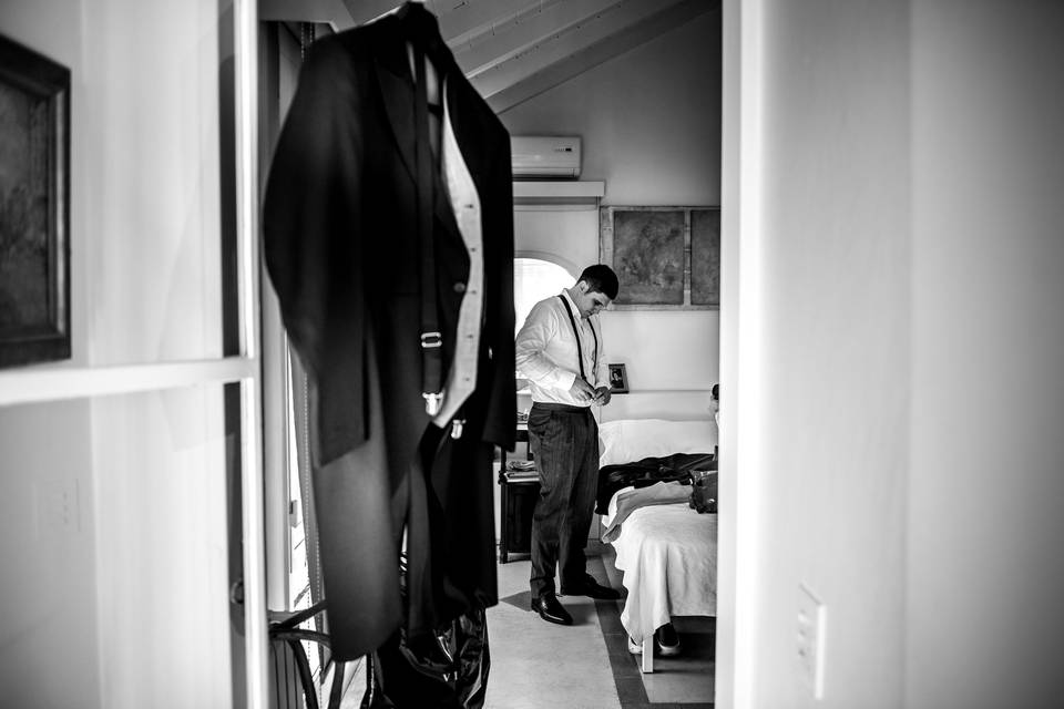 Groom gettin dressed