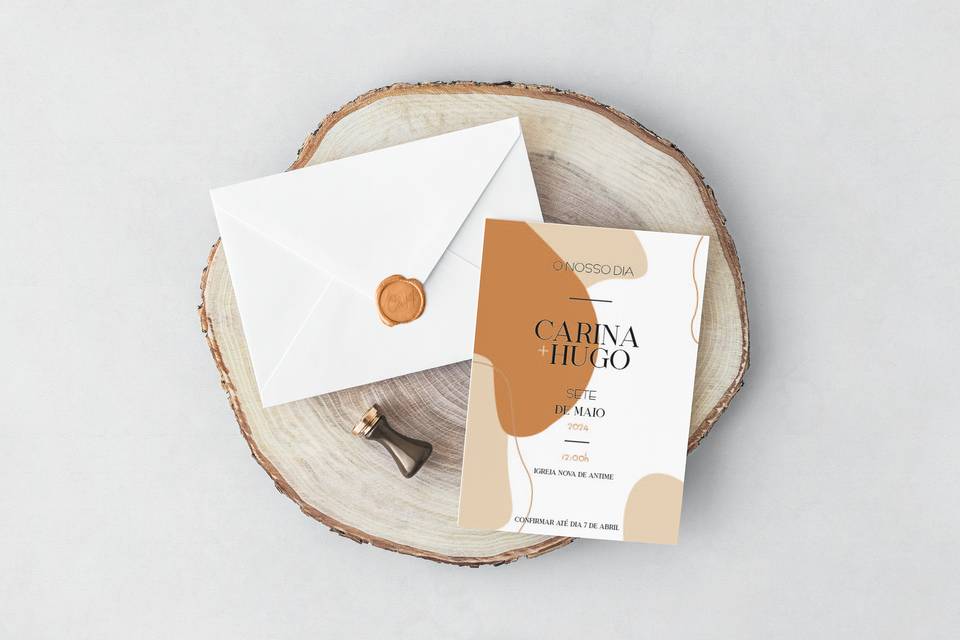 Convite e envelope com textura