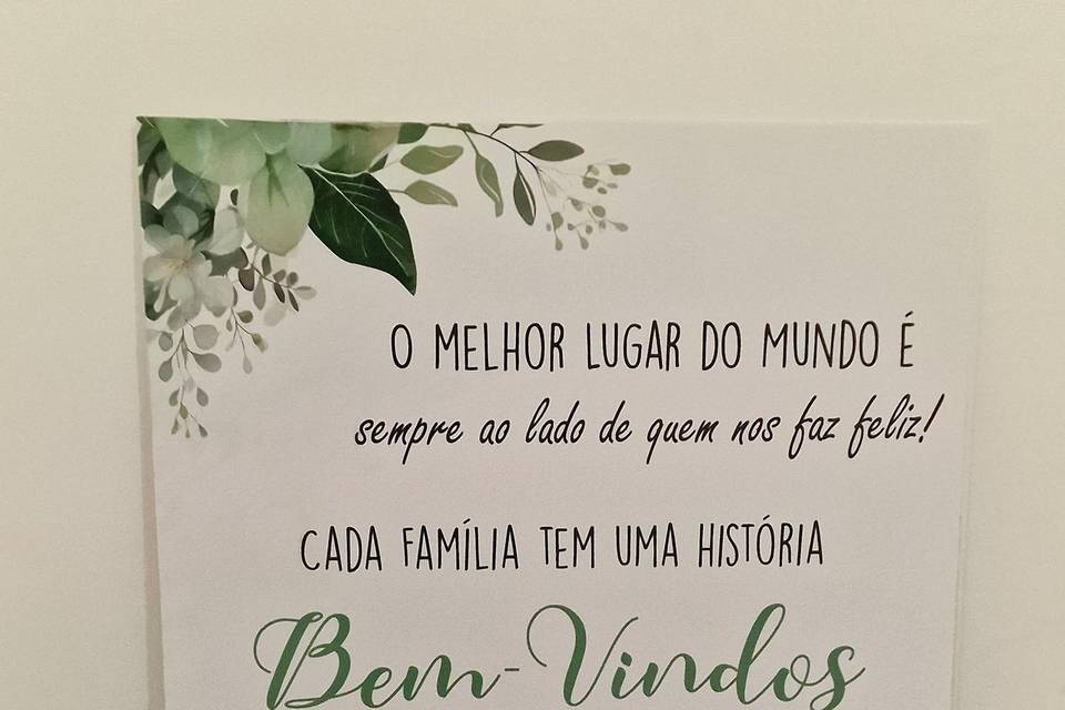 Placa de boas vindas