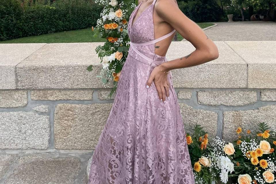 Vestido renda rosa