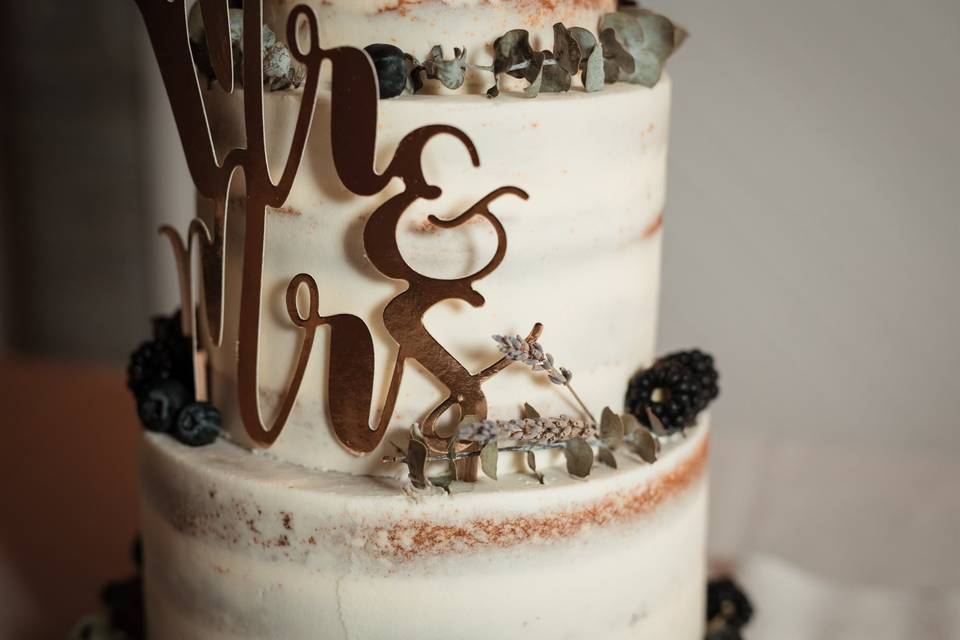 Lavender-Berries Wedding Cake