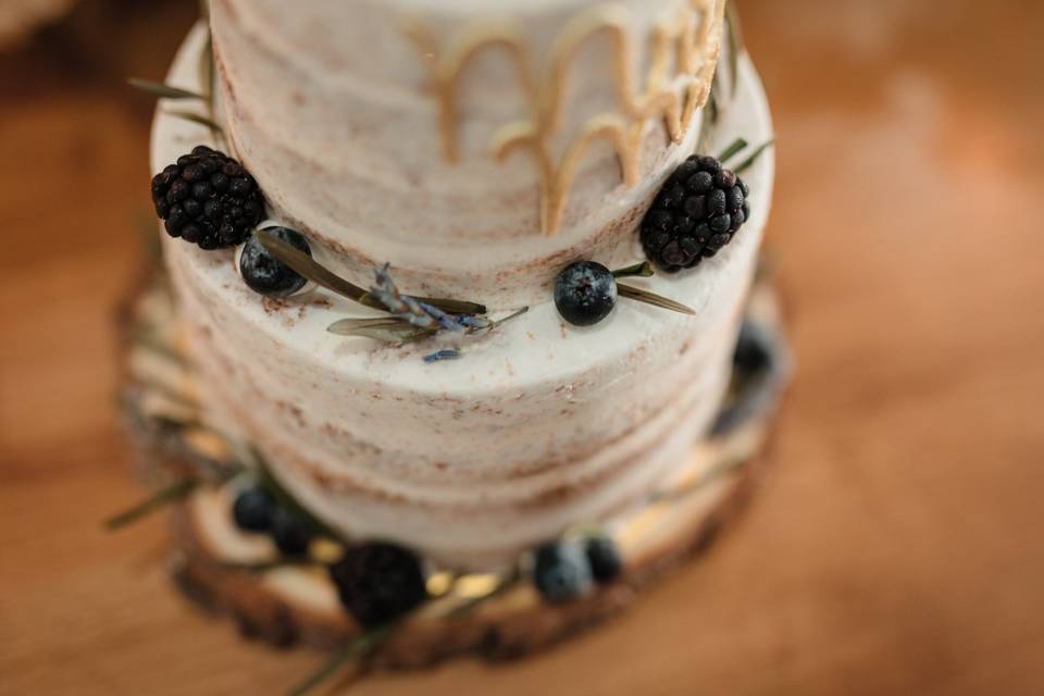 Lavender-Berries Wedding Cake