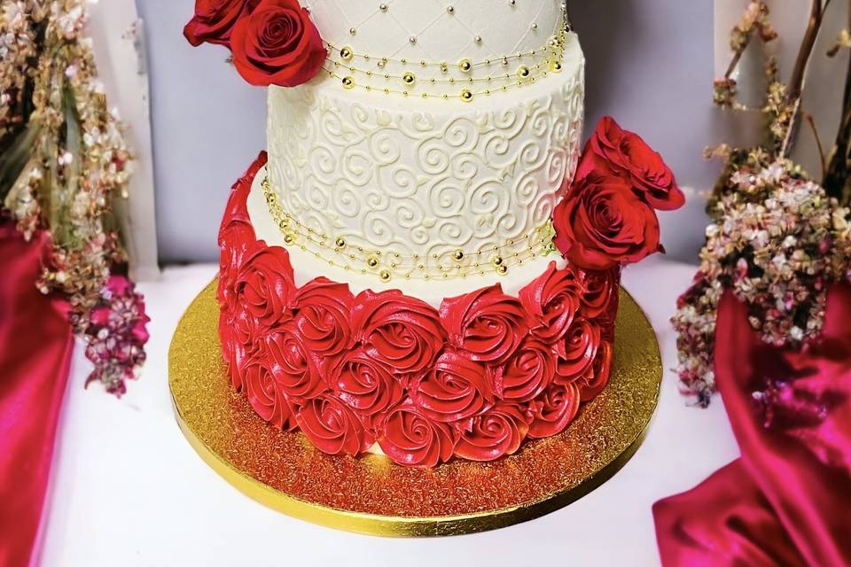 Passion in Red Wedding Cake
