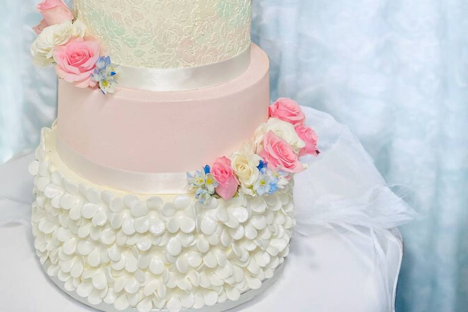 Blue&Pink Love Wedding Cake