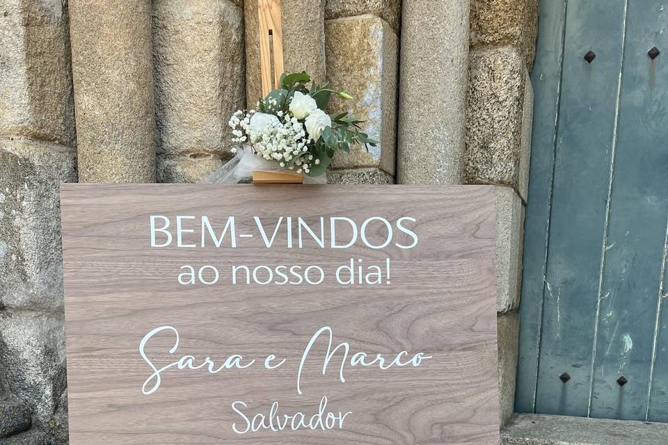 Placa boas-vindas