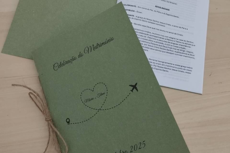 Livro para a cerimónia igreja