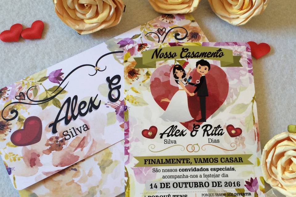 Convites casamento flores