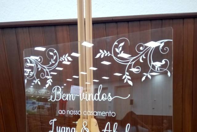 Placa de boas vindas -acrílico