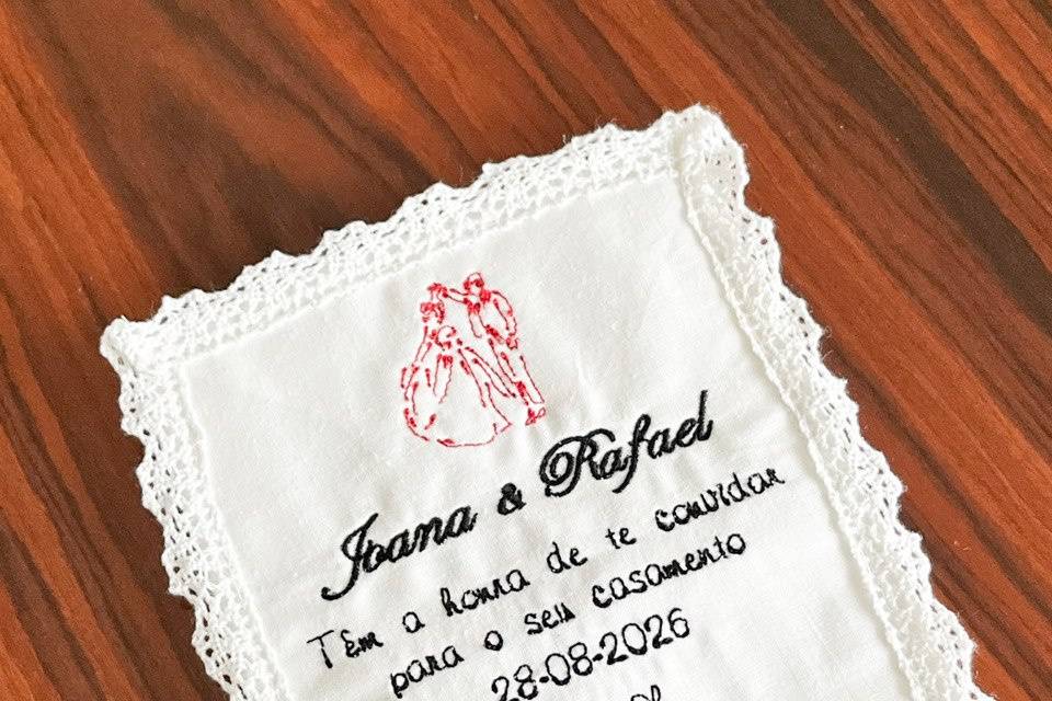 Convite de Casamento Bordado