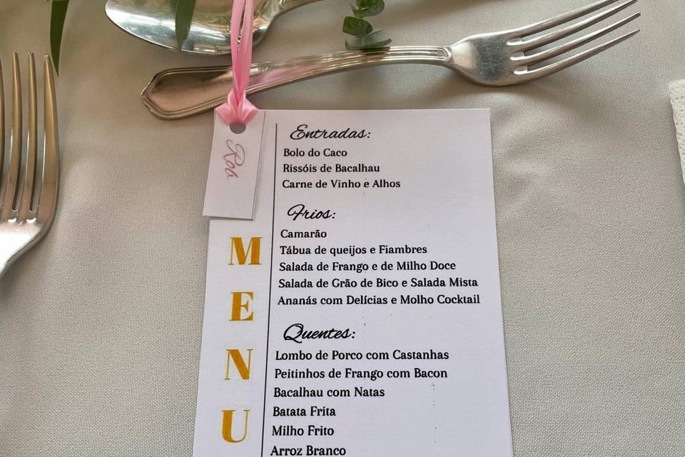 Menu e mensagem