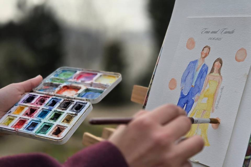 Pintura aguarela ao vivo