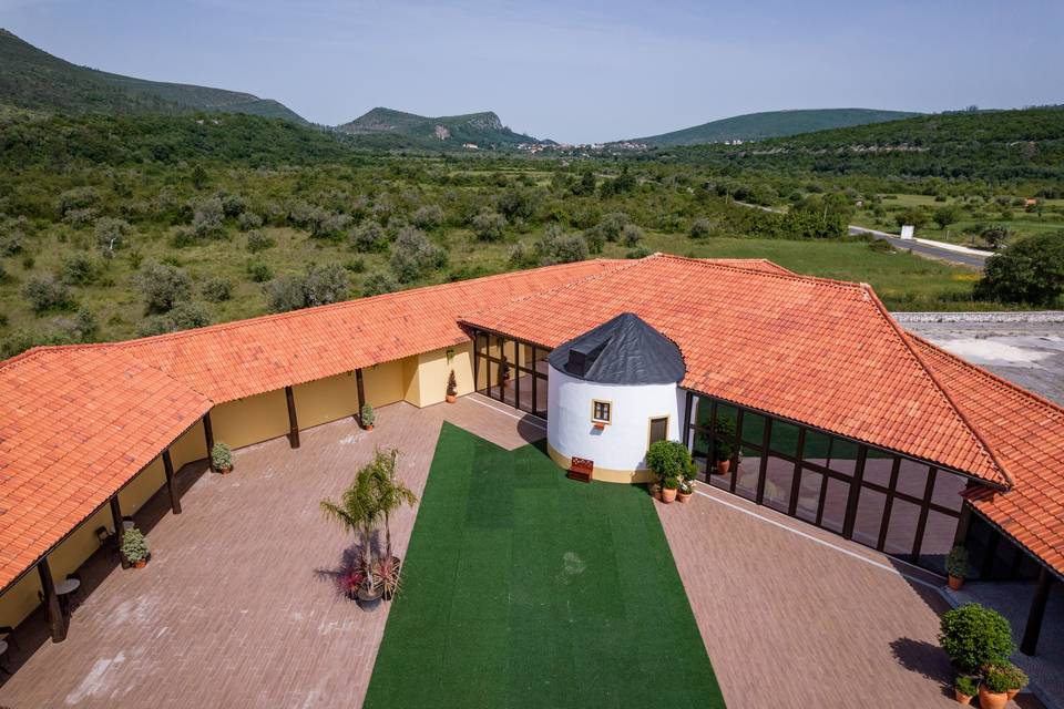Vista de drone do espaço