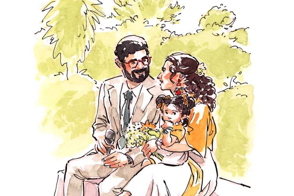 Ilustração casamento família