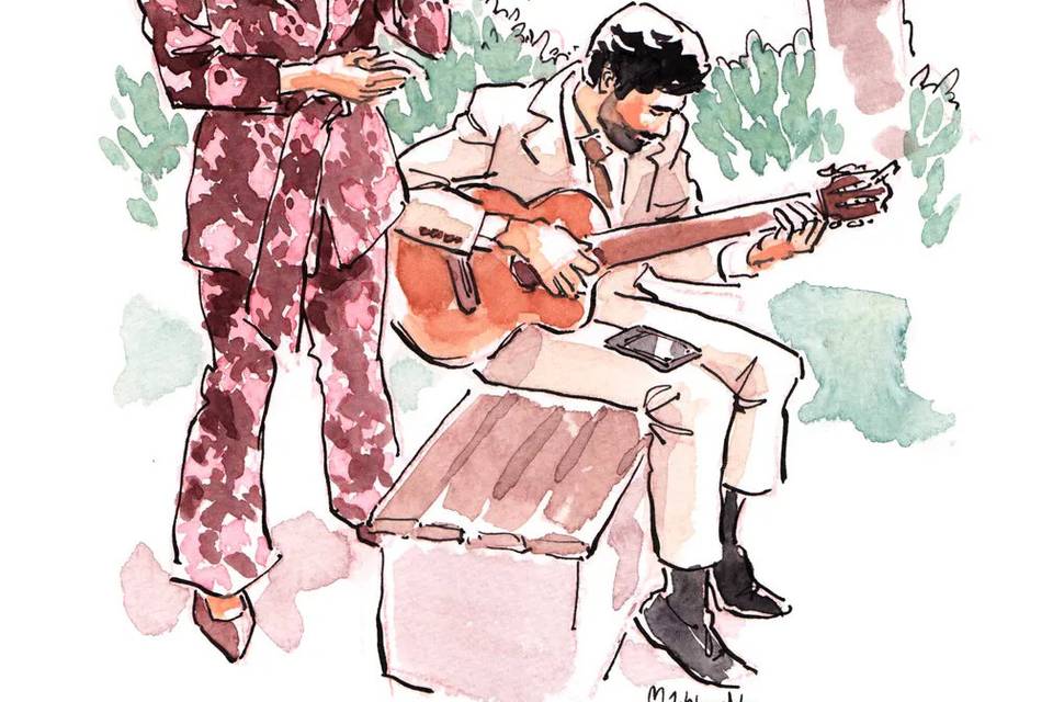 Ilustração casamento músicos