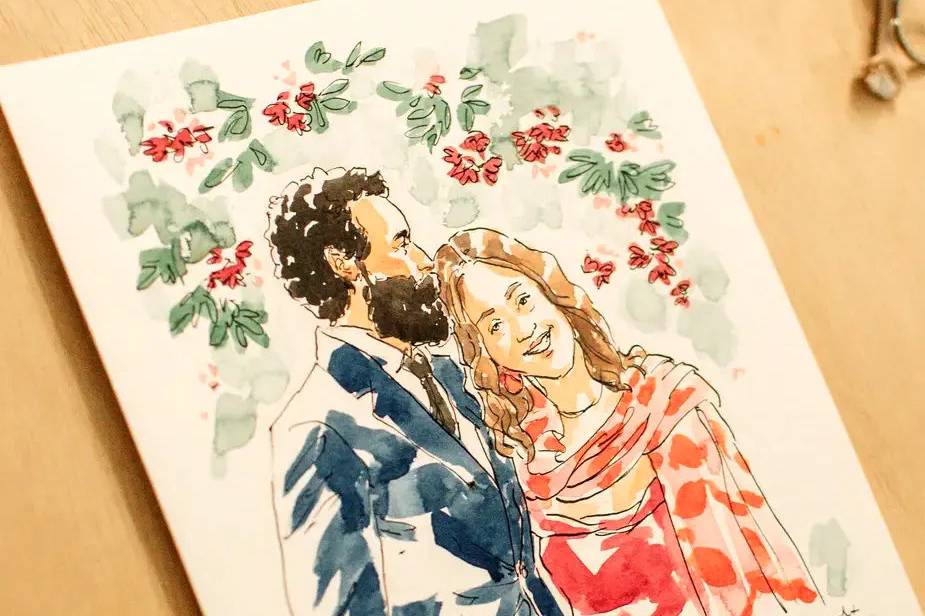 Ilustração casamento casal