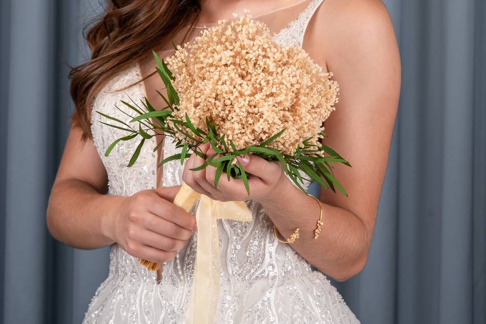 Bouquet de noiva e toucado