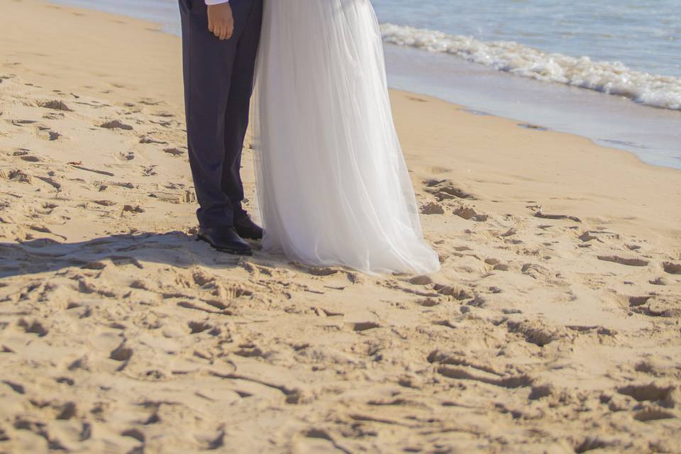 Aline e Ruben na praia