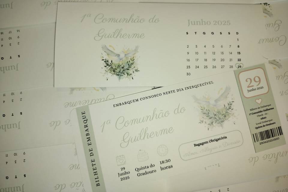 Convite cartão de embarque