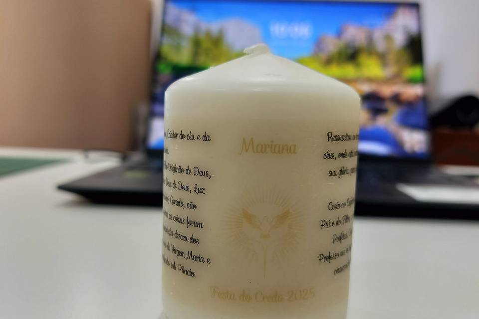 Vela estampada personalizada
